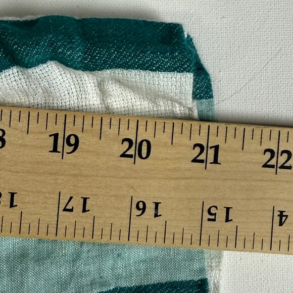 J.Crew 100% Linen Striped Wide Leg Crop Pants Women’s 14 Teal White - Picture 7 of 8